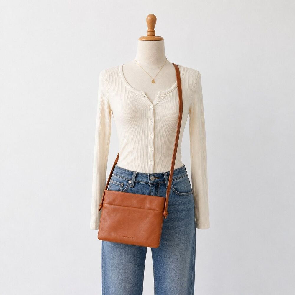 Elizabeth and James Brown Pebbled Shoulder Bag Zip Closure Gold Hardware
